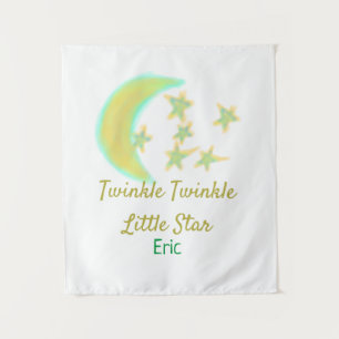 Yellow green twinkle Twinkle Little Star add name Tapestry