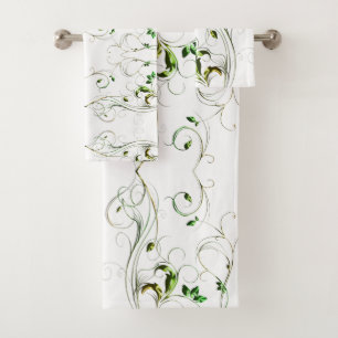 Yellow Green Vines Bath Towel Set