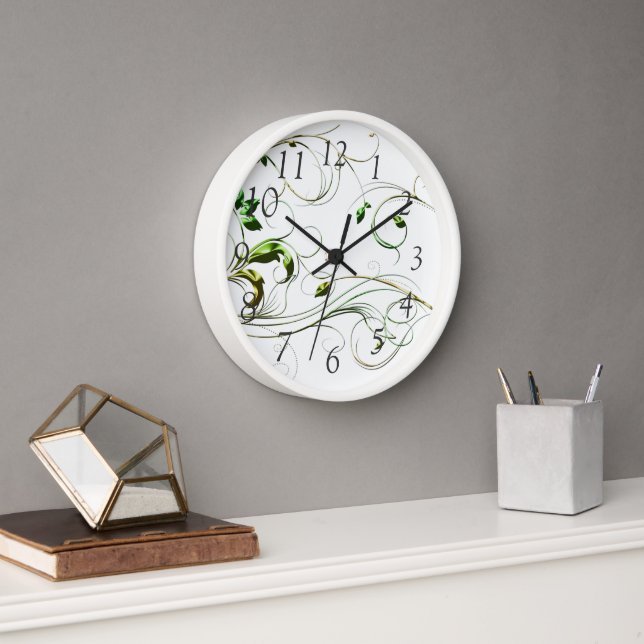Yellow Green Vines Clock (Office)