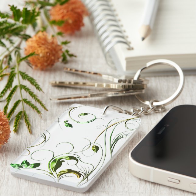 Yellow Green Vines Key Ring (Front Right)