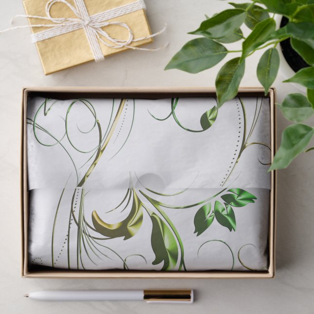 Yellow Green Vines Tissue Paper (Gift)
