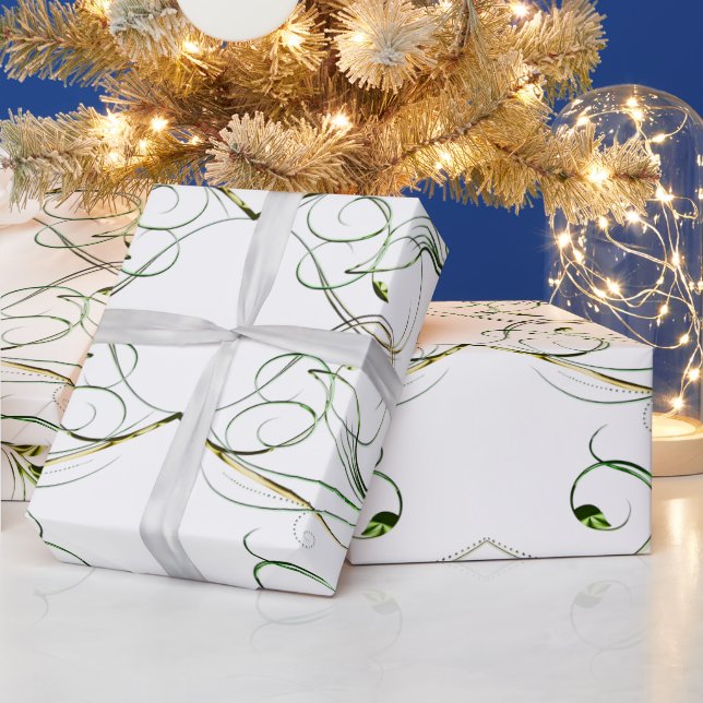 Yellow Green Vines Wrapping Paper (Holidays)