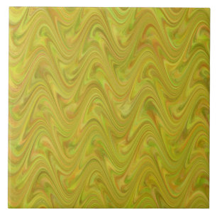 Yellow Green Wavy Abstract Pattern Ceramic Tile