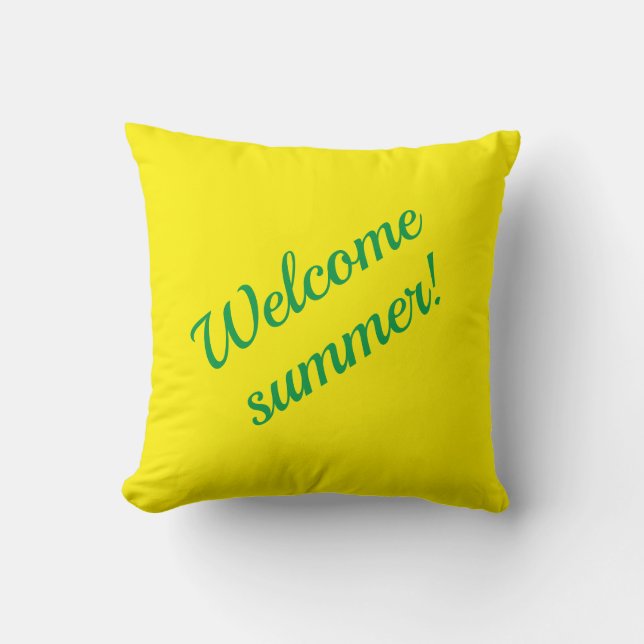 Yellow & green, Welcome summer!  Throw Pillow (Front)