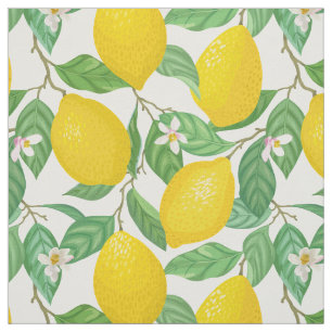 Yellow Green White Lemon Pattern Fabric