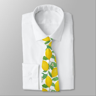 Yellow Green White Lemon Pattern Tie