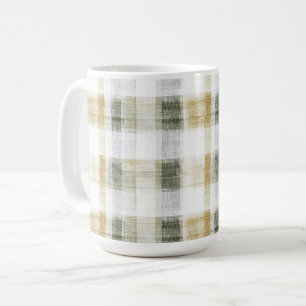 Yellow Green White Plaid Stripes Coffee Mug