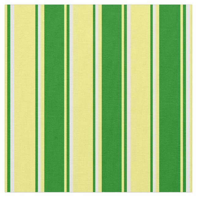 Yellow, Green & White Stripes Fabric (Close Up)