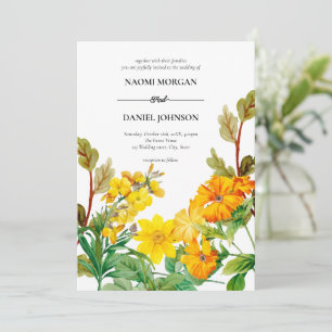 Yellow Greenery Colourful Wildflowers Invitation