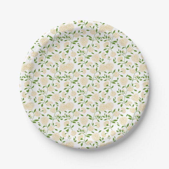 Yellow Greenery Dandelion Wildflower Garden Paper Plate (Front)