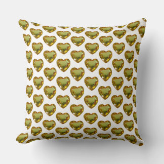 Yellow Greenish Heart Pattern Gemstone Button Cushion