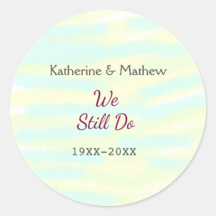 Yellow greenpastel Vow renewal anniversary waterco Classic Round Sticker