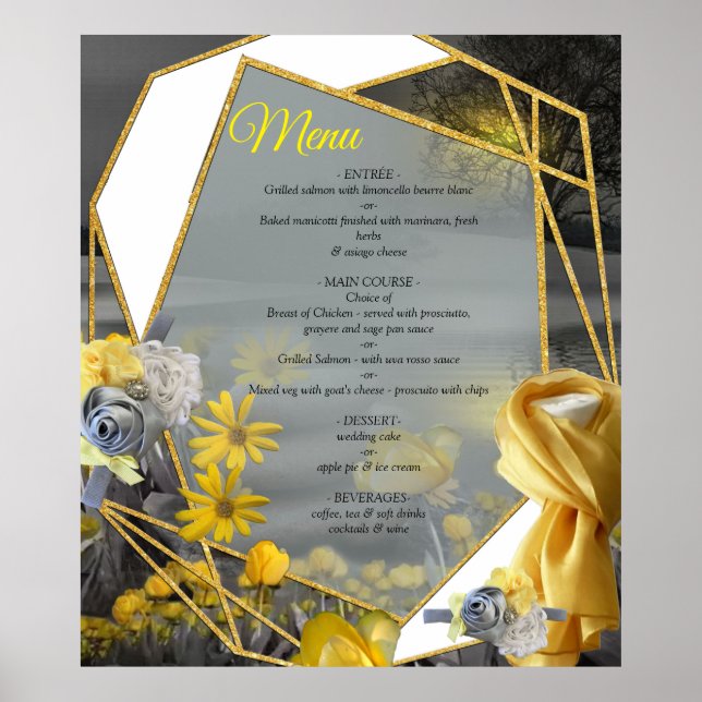 Yellow & Grey 2021 colour 'Wedding' Sunset décor Poster (Front)