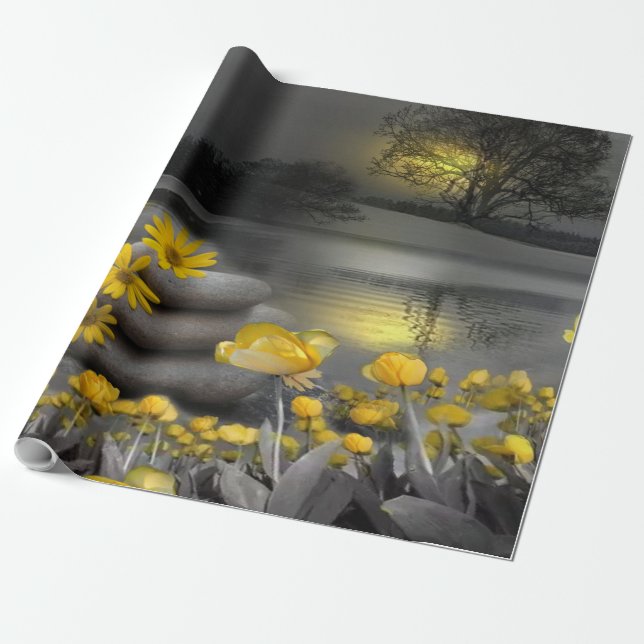 Yellow & Grey 2021 colour 'Wedding' Sunset décor Wrapping Paper (Unrolled)