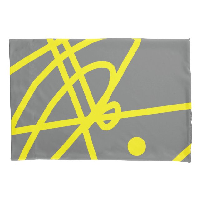 Yellow Grey Abstract Art Minimalism Pillowcase (Front)