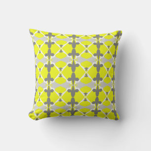 Yellow Grey Abstract Art Pattern Pillow Cushion