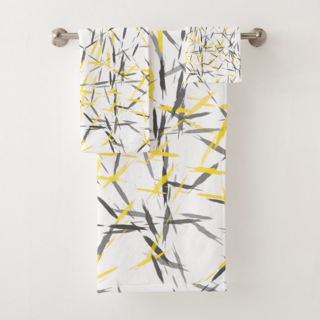 Yellow Grey Abstract Bath Towel Set (Insitu)