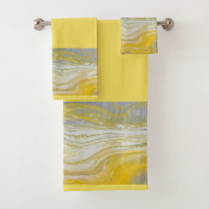 Yellow & Grey Abstract Bathroom Towel Set