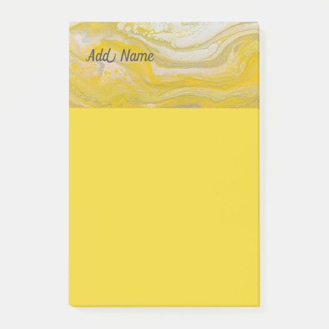 Yellow Grey Abstract Personalised Post it Note 4x6 (Front)