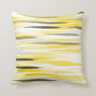 Yellow Grey Abstract Stripes Cushion