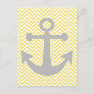 Yellow & Grey Anchor Nautical Pastel by Lara Kulpa Postcard