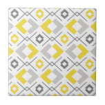 Yellow grey and white geometric pattern ceramic tile<br><div class="desc">Yellow grey and white geometric pattern</div>