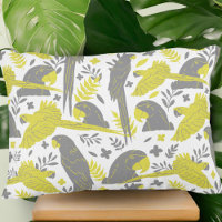 Yellow Grey Ara Parrot Drawing Tropical Pattern