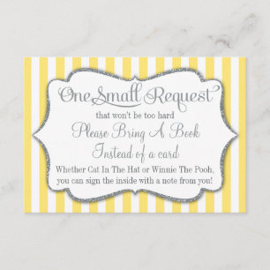 Yellow Grey Baby Shower Book Card Bring A Book