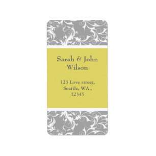 yellow grey Baroque Wedding Label