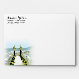 Yellow Grey Beach Wedding Down the Aisle Envelopes