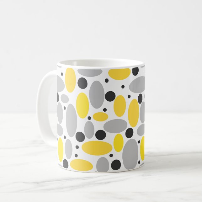 yellow grey bean retro pattern for home decor coffee mug (Front Left)