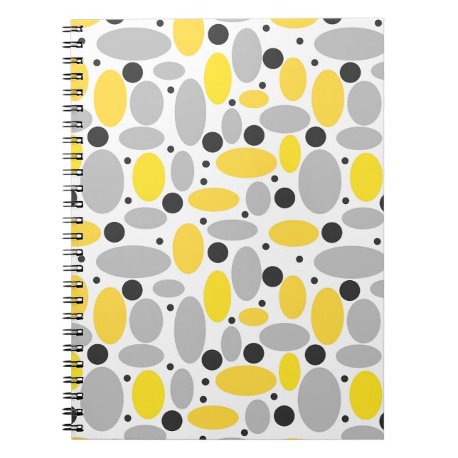 yellow grey bean retro pattern for home decor notebook (Front)