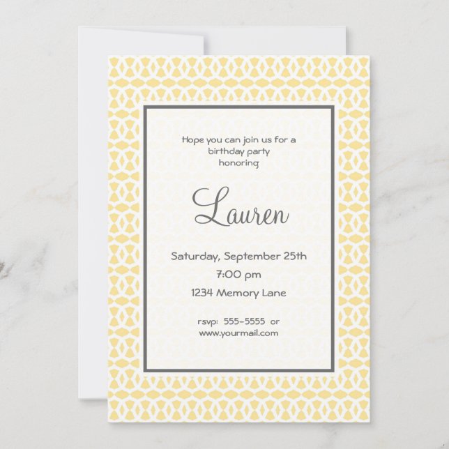 Yellow & Grey Birthday Invitation (Front)