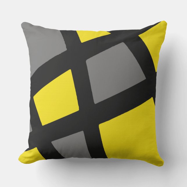 Yellow Grey Black Geometric Cushion (Front)