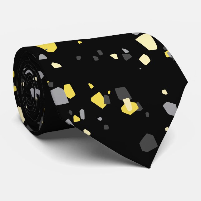 Yellow Grey Black Terrazzo Tie (Rolled)