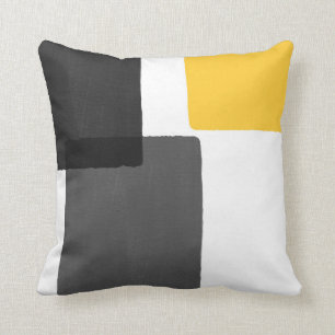 Yellow Grey Black White Modern Minimalist Cushion