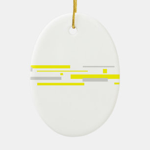 Yellow Grey Blocks Abstract Art Ceramic Ornament