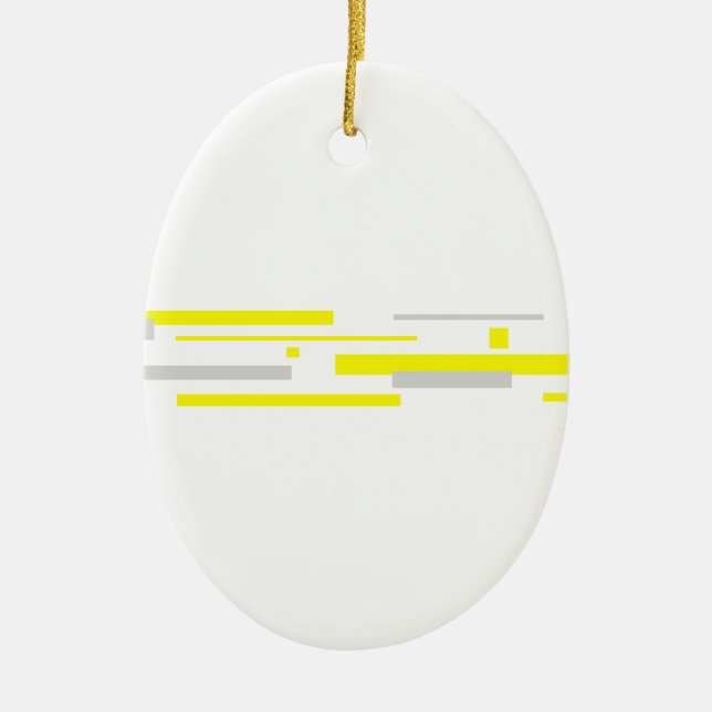 Yellow Grey Blocks Abstract Art Ceramic Ornament (Front)