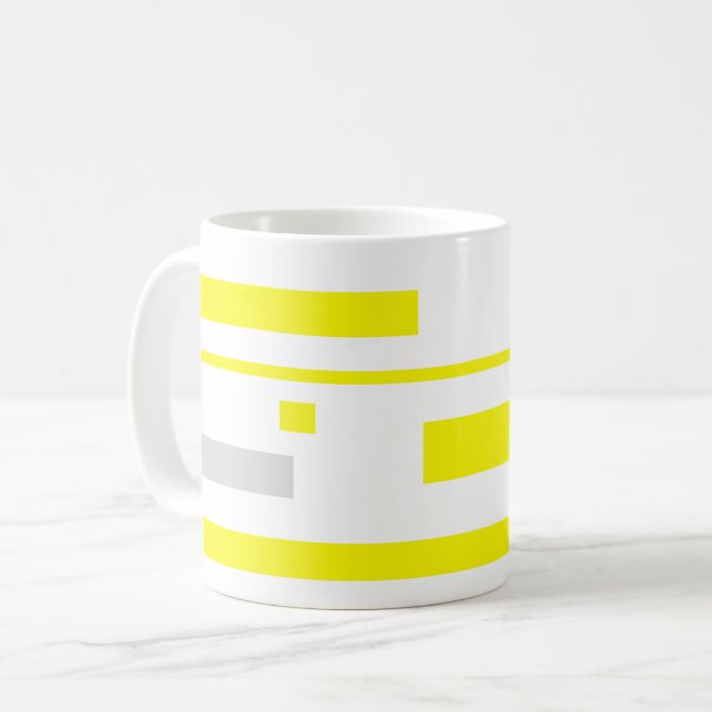 Yellow Grey Blocks Abstract Art Coffee Mug (Front Left)