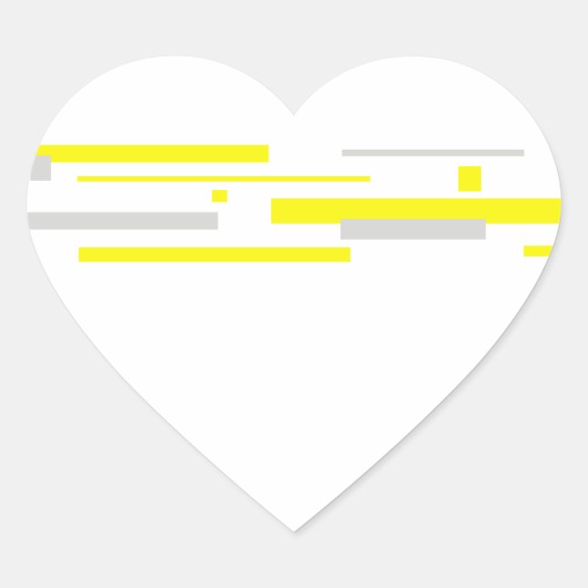 Yellow Grey Blocks Abstract Art Heart Sticker (Front)