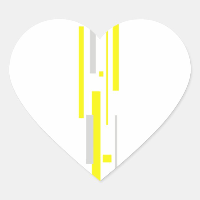 Yellow Grey Blocks Abstract Art Heart Sticker (Front)
