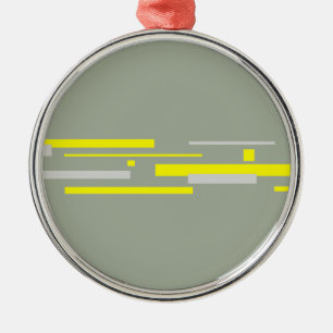 Yellow Grey Blocks Abstract Art Metal Ornament