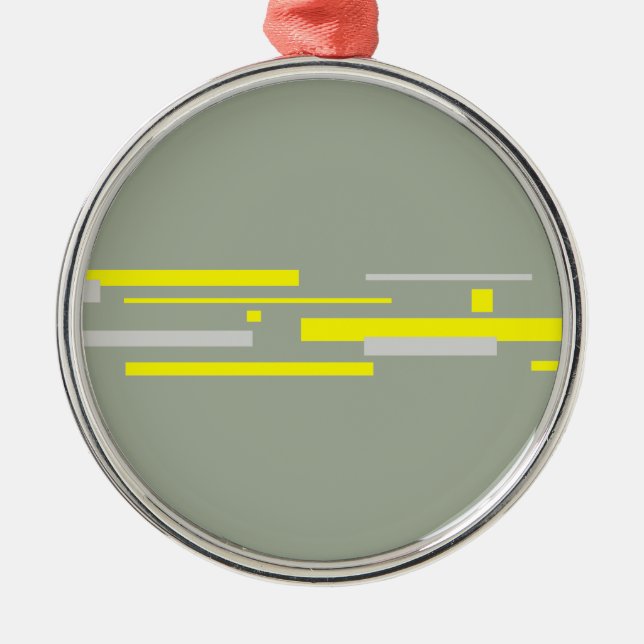 Yellow Grey Blocks Abstract Art Metal Ornament (Front)