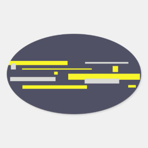 Yellow Grey Blocks Abstract Art Oval Sticker