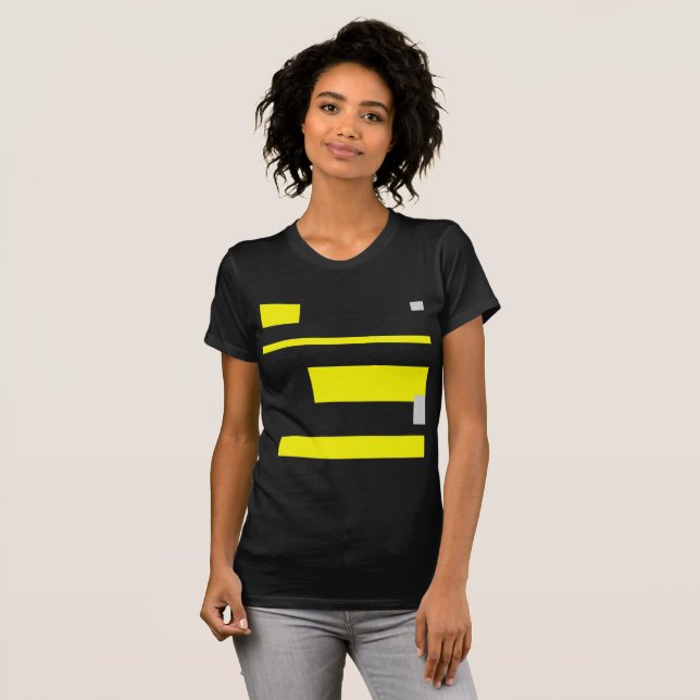 Yellow Grey Blocks Abstract Art T-Shirt (Front Full)