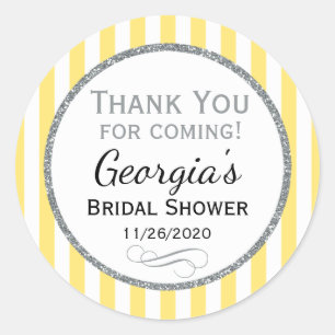 Yellow Grey Bridal Shower Thank You Favour Tags