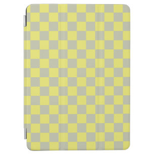 Yellow + Grey Check Chequered Chequerboard Pattern iPad Air Cover