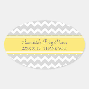 Yellow Grey Chevron Baby Shower Favour Stickers
