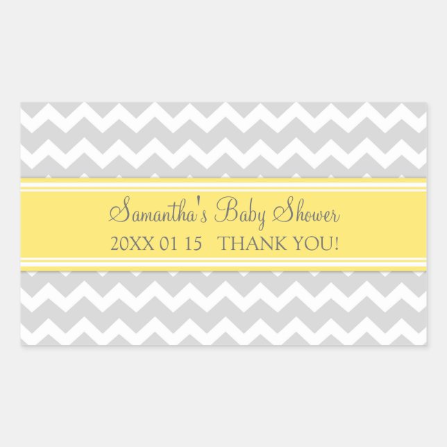 Yellow Grey Chevron Baby Shower Favour Stickers (Front)