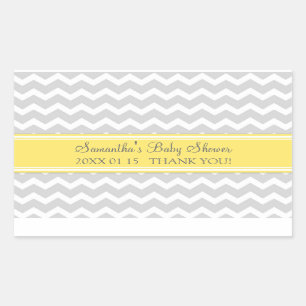 Yellow Grey Chevron Baby Shower Favour Stickers